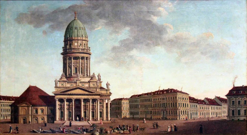 Carl Traugott Fechhelm: Gendarmenmarkt in Berlin, Ecke Markgrafen- und Jägerstraße, 1785